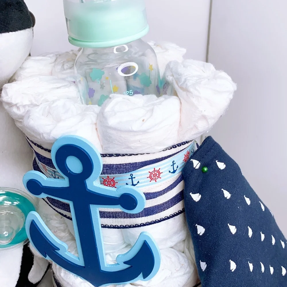 Whale Nautical Diaper Cake